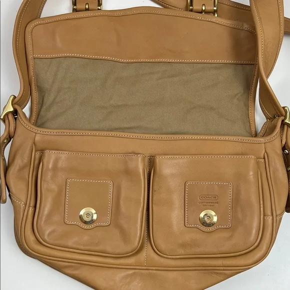 RARE Coach Legacy Saddle Soft Leather Buckle Field Crossbody Bag Tan 9128 - Picture 9 of 16